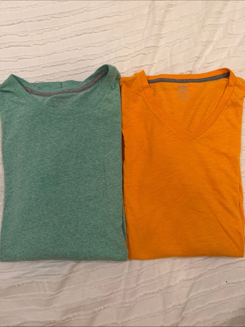 Mens Tee in Orange and Teal - Classic Everyday Tops-Lot of 2